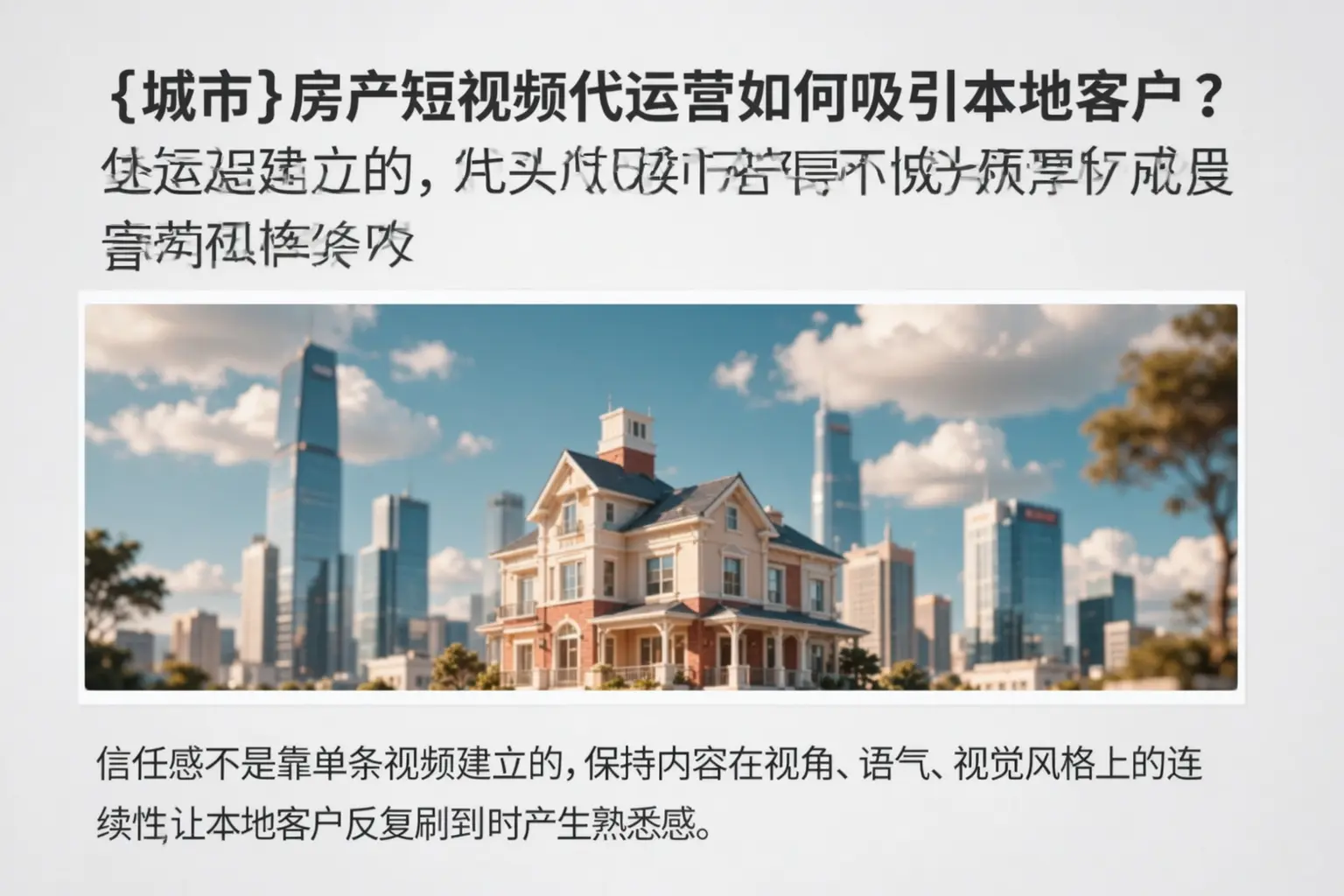 平鲁房产短视频代运营如何吸引本地客户？